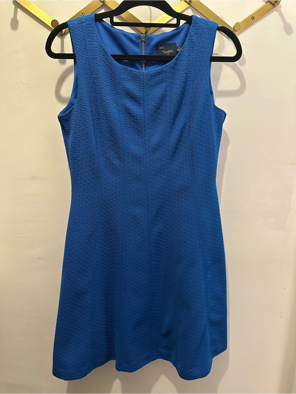 Just...Taylor Textured Cobalt Blue Sleeveless Mini Dress